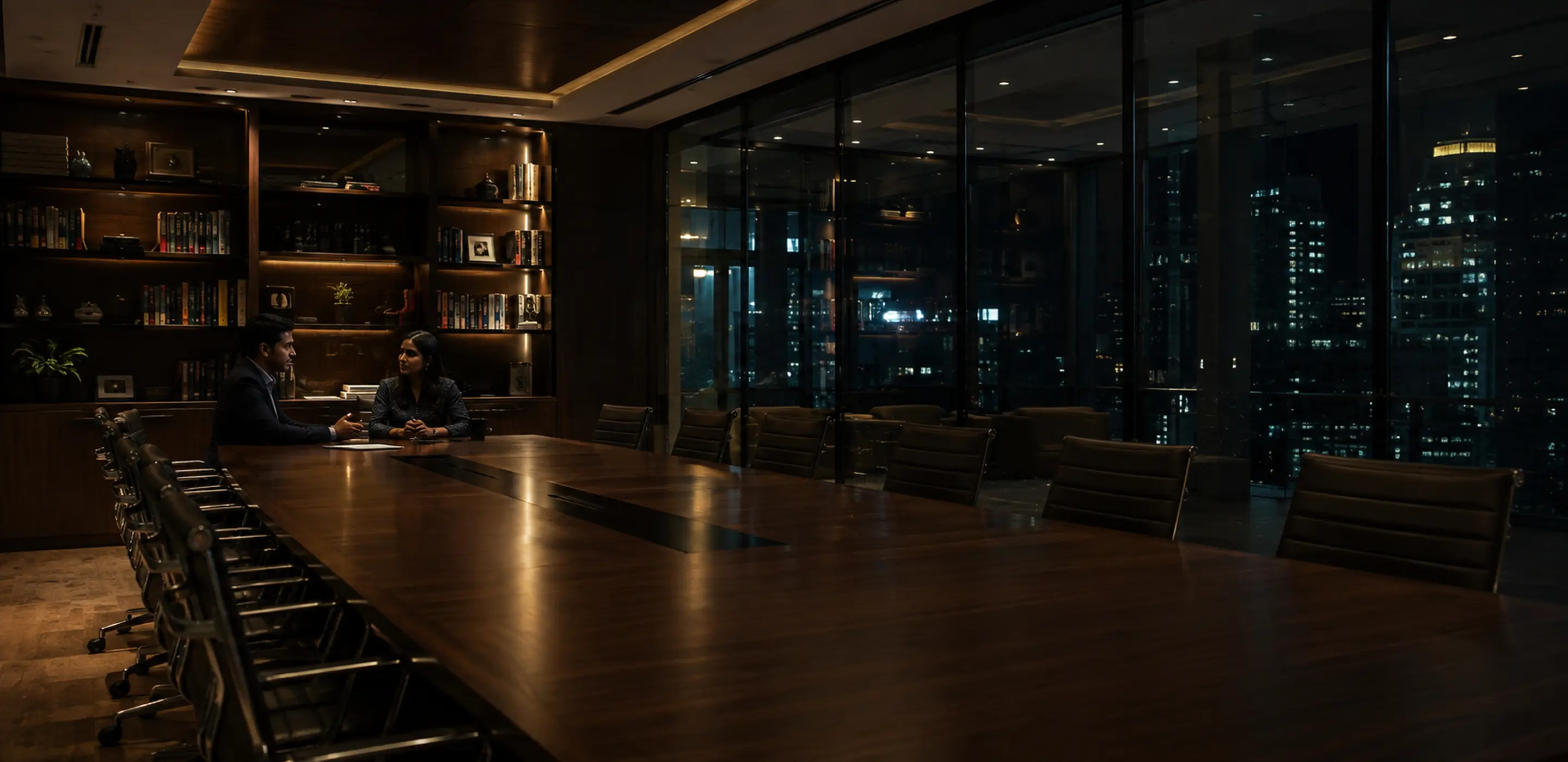 A meeting room where an agreement is being concluded