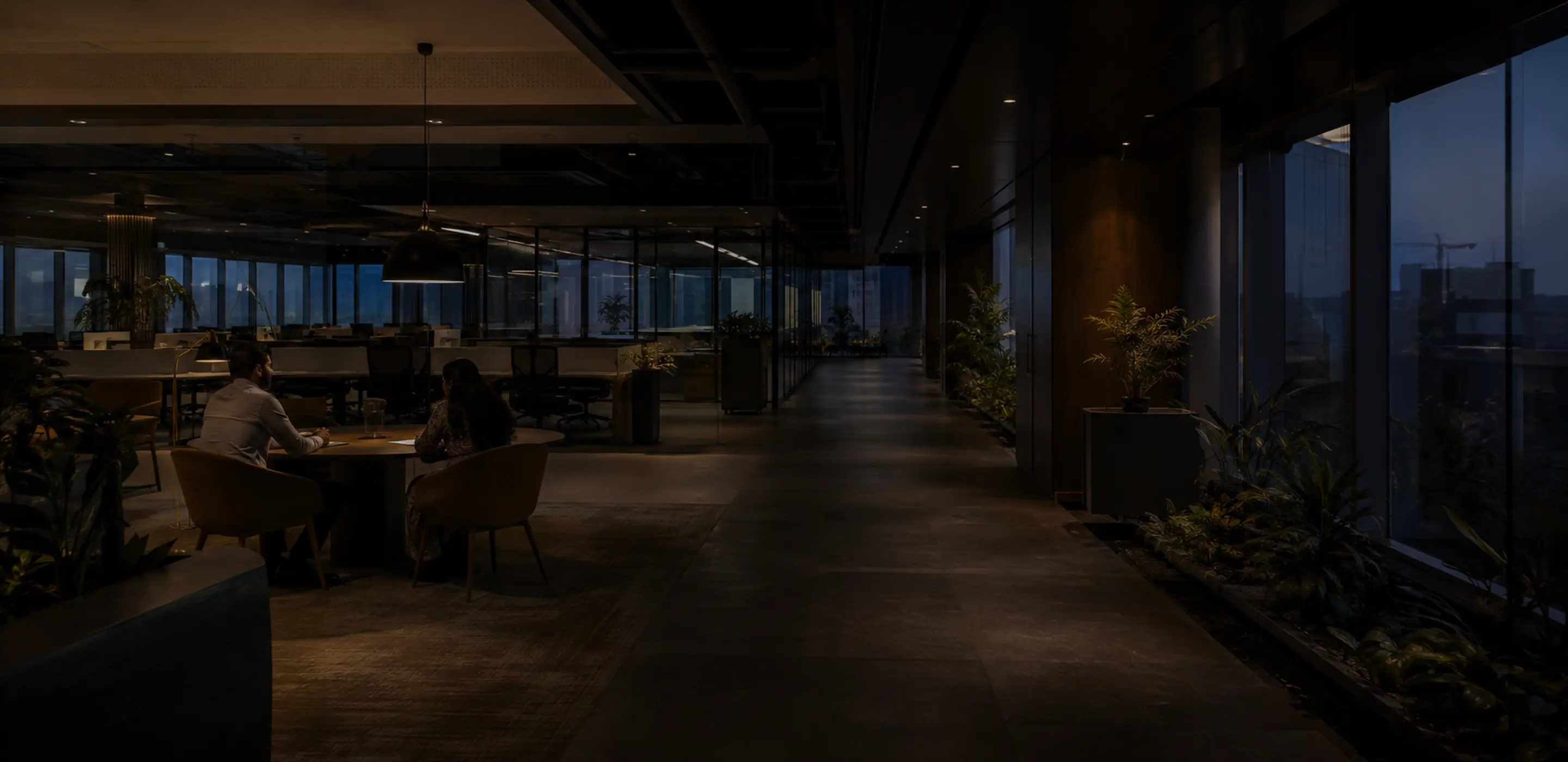 A workplace where hiring conversations and reviews are taking place